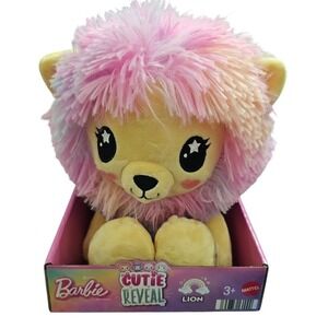 Barbie Cutie Reveal Lion Plush Toy - Pink Mane Hope T-Shirt Stuffed Animal 3+